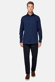 Regular Fit Cotton Denim Shirt, Indigo, hi-res