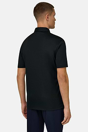 Polo In Misto Seta, Nero, thumb, 3