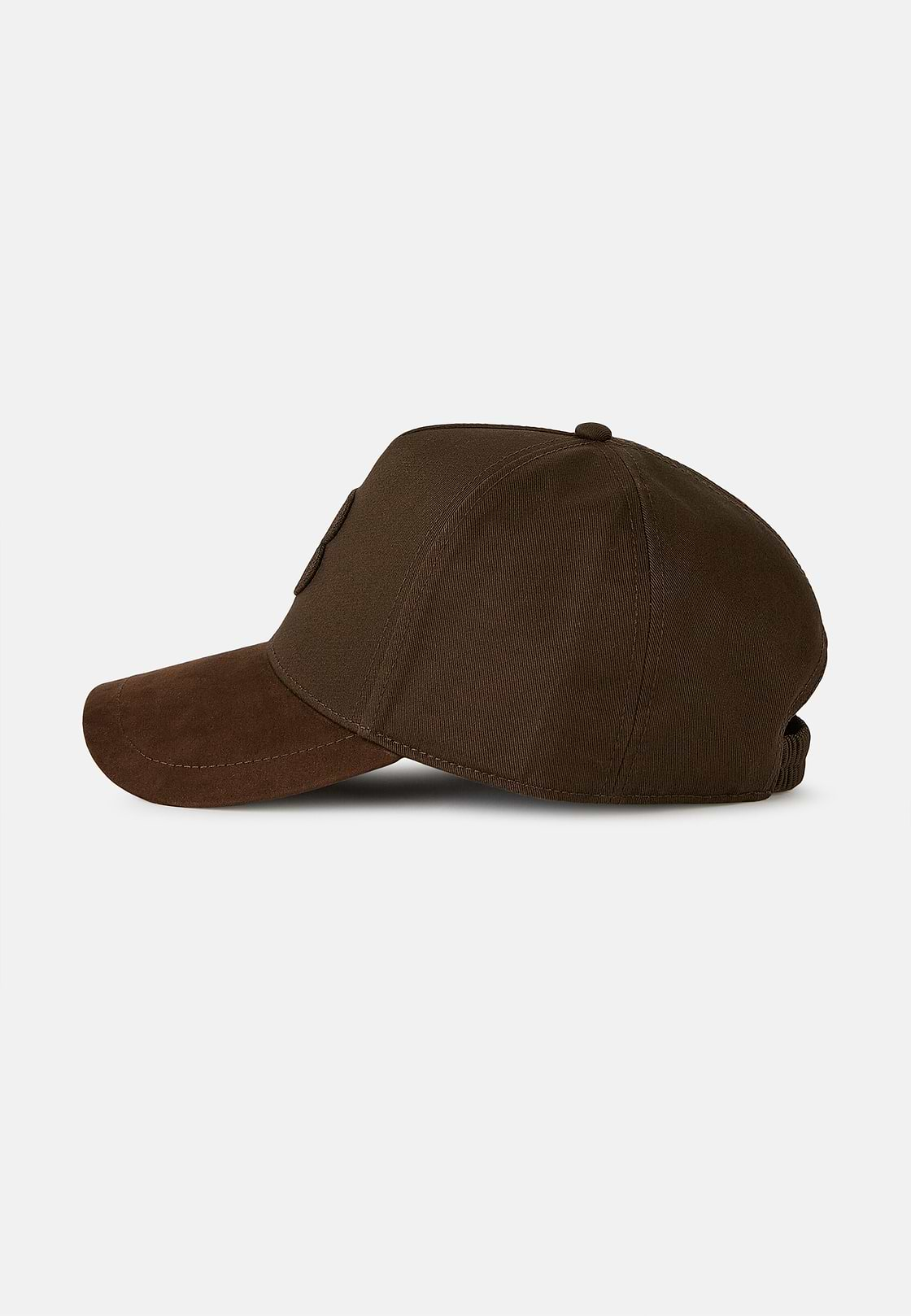 Baseball Cap With Visor And Embroidery in Cotton, Brown, hi-res