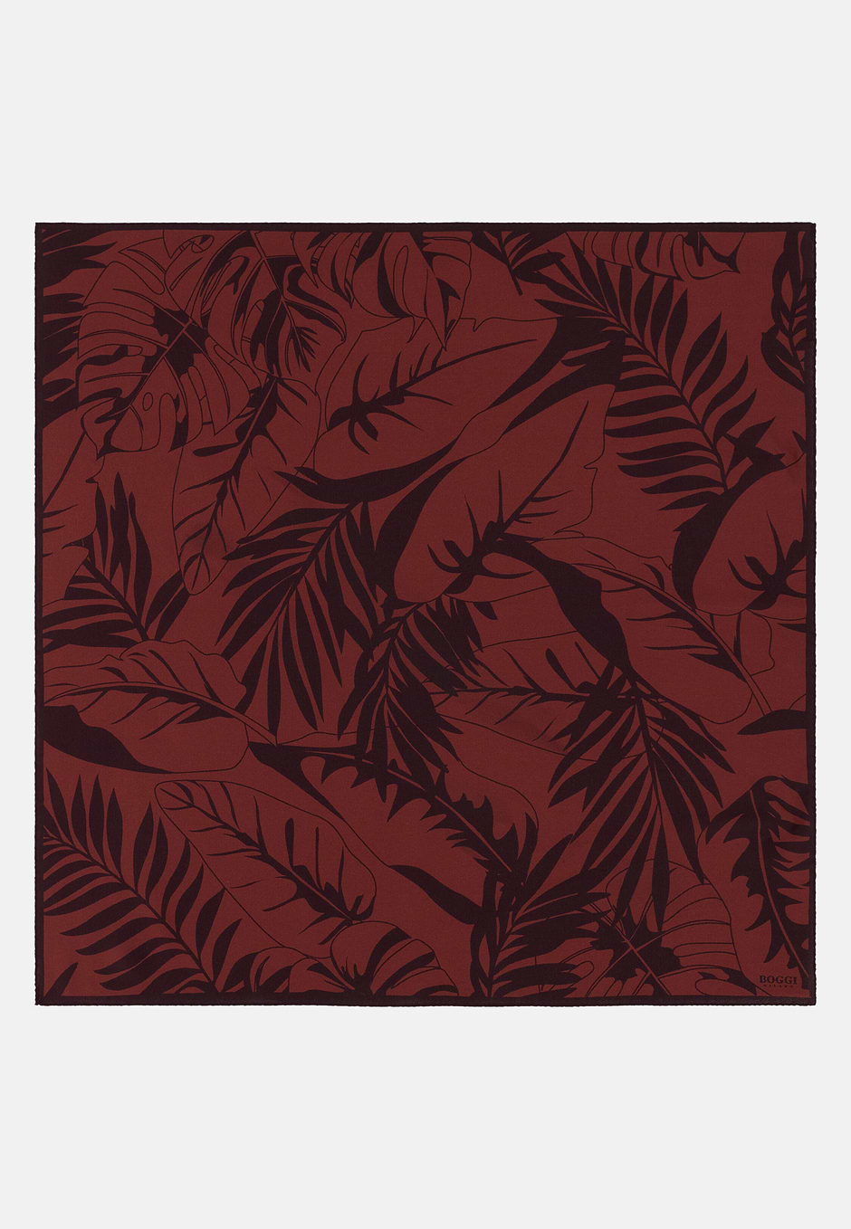 Leaf Print Silk Bandana, Rot, hi-res