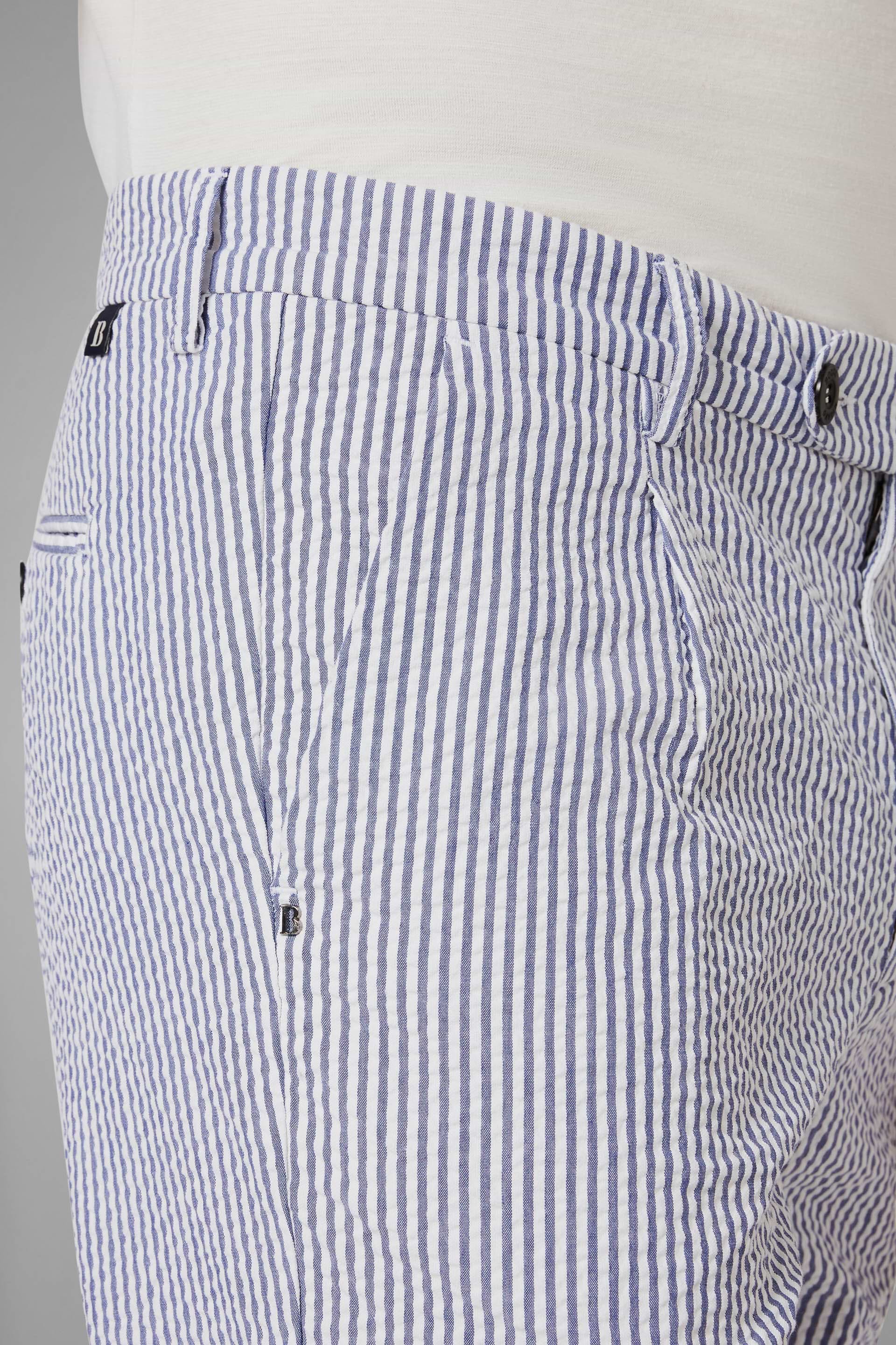 メンズウェア BRIEFING SEERSUCKER DRESS SHORT PANTS M Men's Striped Cotton Seersucker Pleated Bermuda Shorts | Boggi Milano