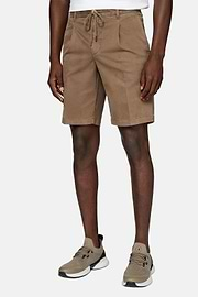 Stretch Cotton Summer Bermuda Shorts, Taupe, hi-res