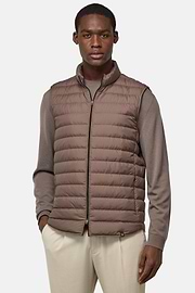 Gilet In Technical Fabric With Goose Down, Taupe, hi-res