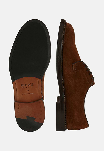 Suede derby schoenen, Brown, hi-res