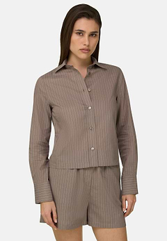 Camicia Gessata in Misto Lino E Cotone