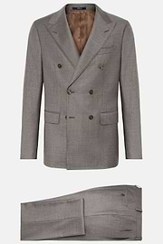 Double-Breasted Dove Grey Suit in Pure Wool, Taupe, hi-res