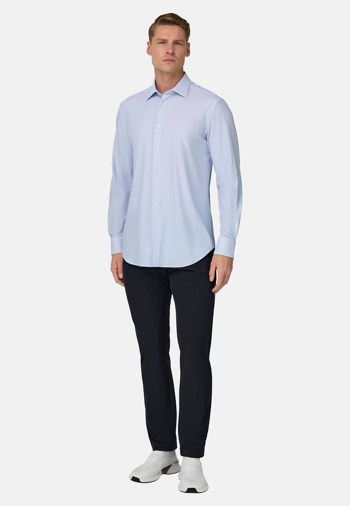Hemd Aus Elastischem Nylon Slim Fit, Hellblau, hi-res, 2