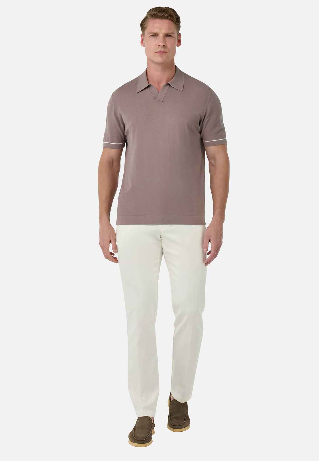 Pantalon En Coton Tencel Extensible, Blanc, hi-res