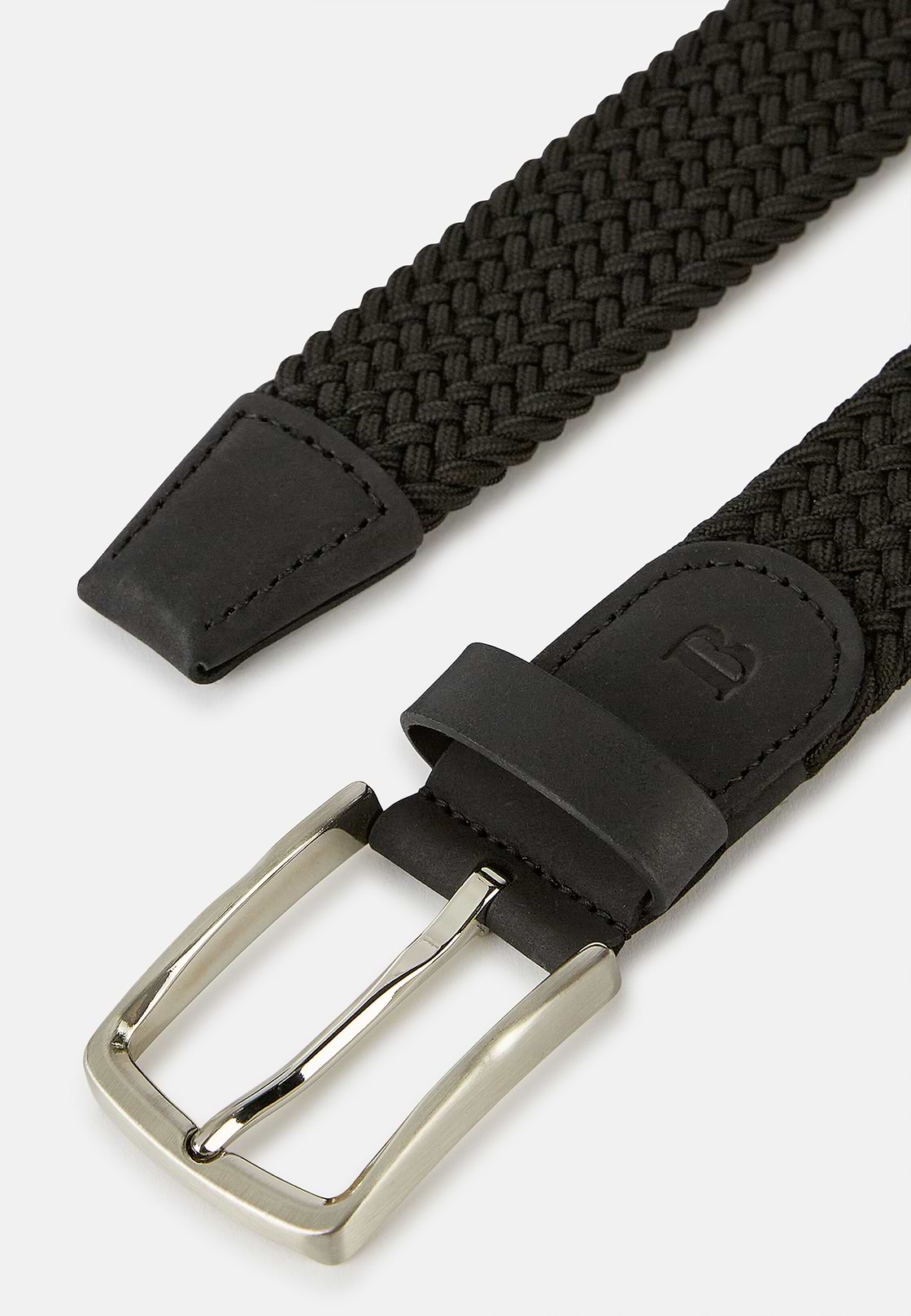 Woven Elasticated Belt, Black, hi-res