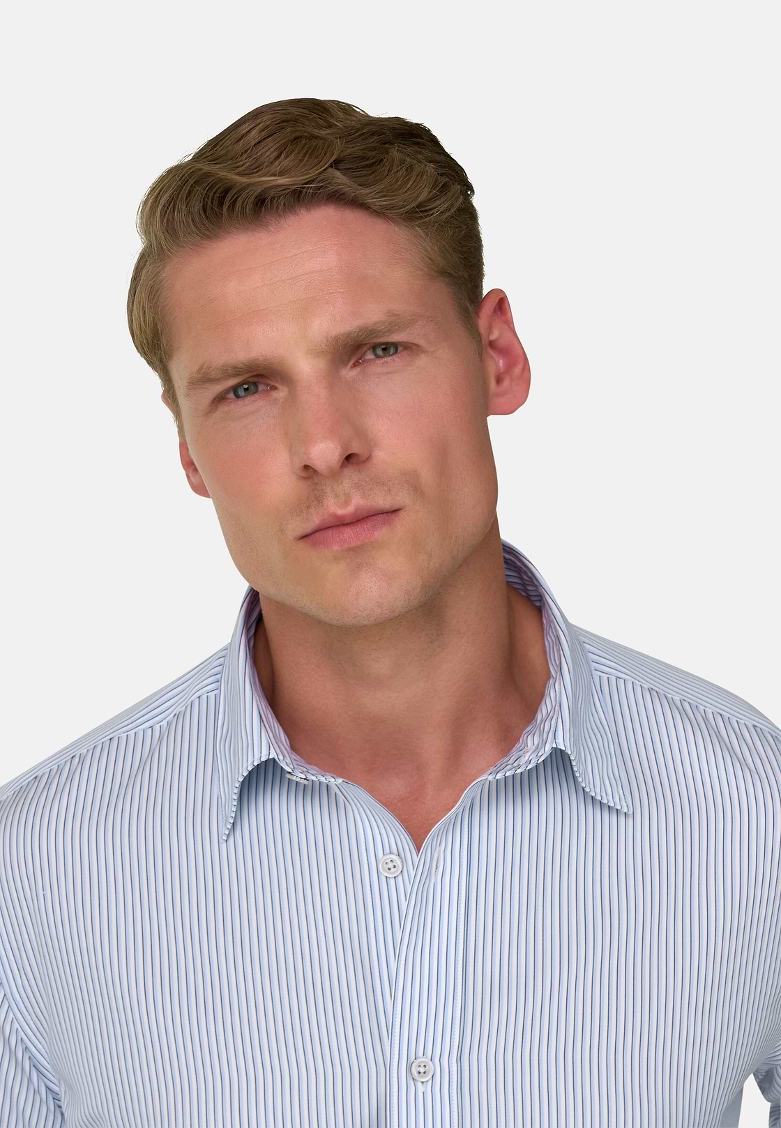 Shirt Striped Poplin Regular Fit, Light Blue, hi-res, 3