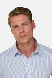 Shirt Striped Poplin Regular Fit, Light Blue, thumb, 3