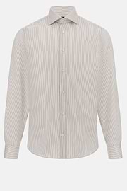 Striped Cotton Shirt Slim Fit, Taupe, hi-res