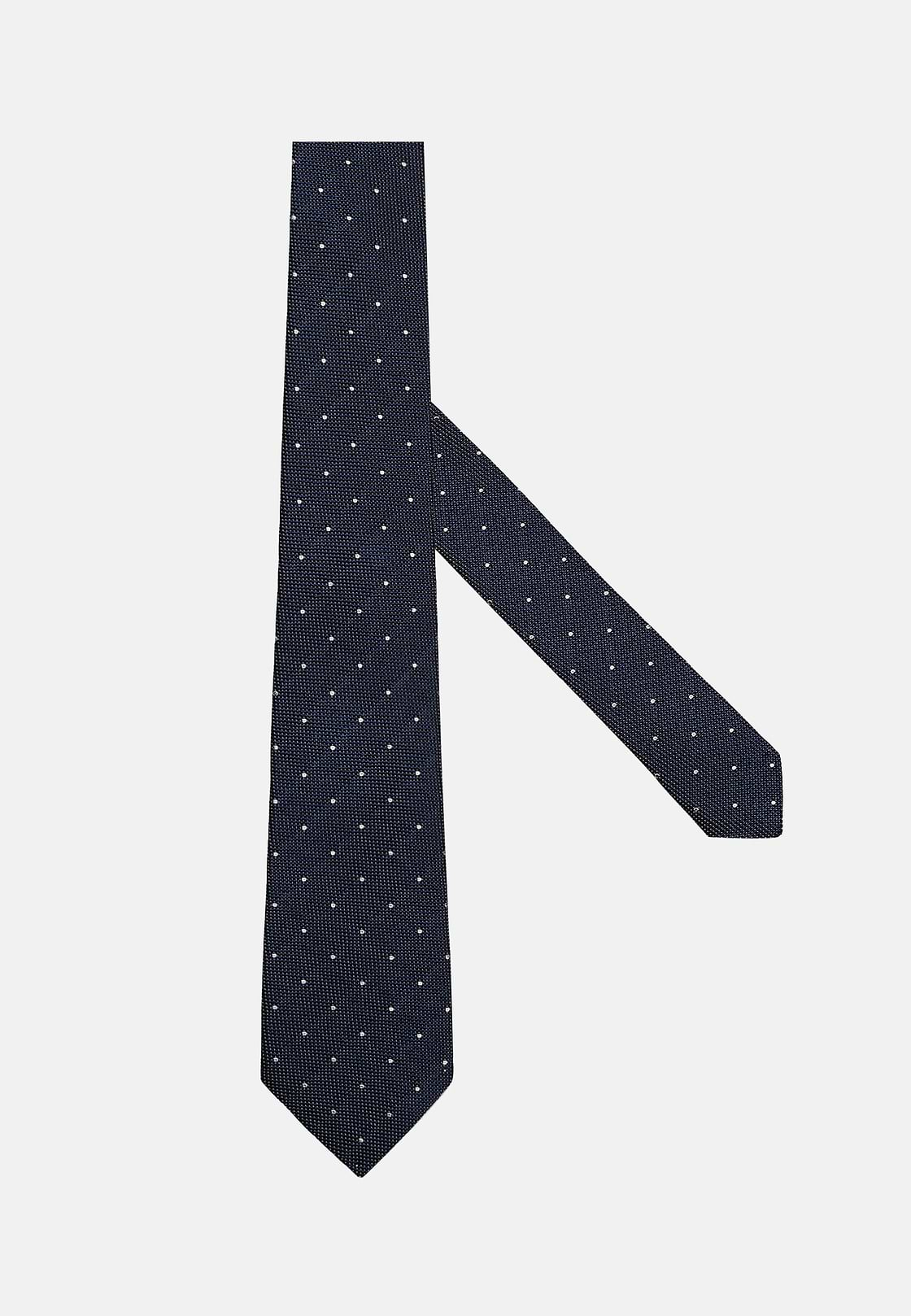 Polka Dot Silk Tie, Navy blue, hi-res