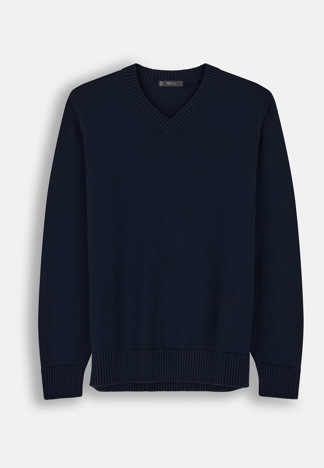 V-Neck Jumper in Extrafine Merino Wool, Navy blue, hi-res, 5