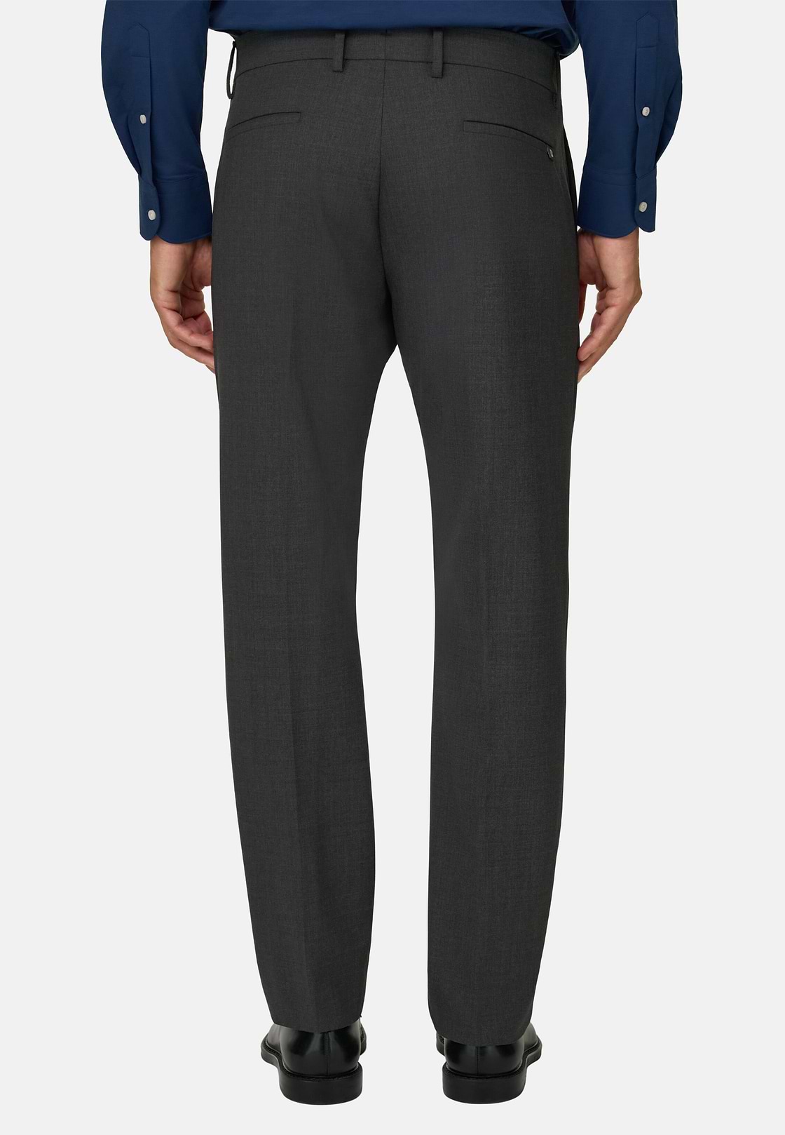Washable Wool Stretch Trousers, Charcoal, hi-res, 5