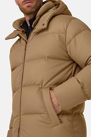 Bomber in Wool Blend Padded with Goose Down, Camel, thumb, 5