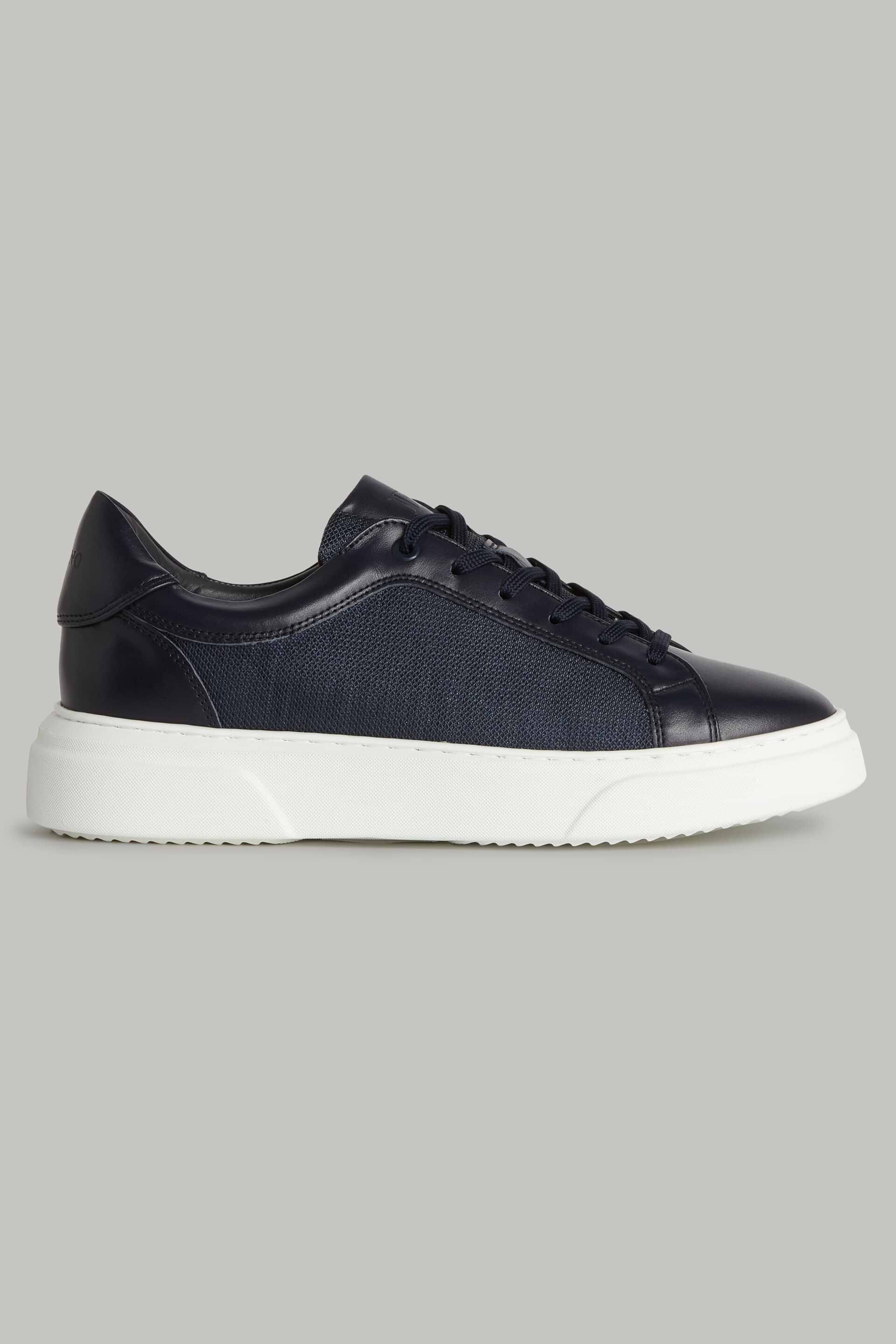 Men s NAVY BLUE SNEAKERS IN TECHNICAL FABRIC AND LEATHER Boggi Milano
