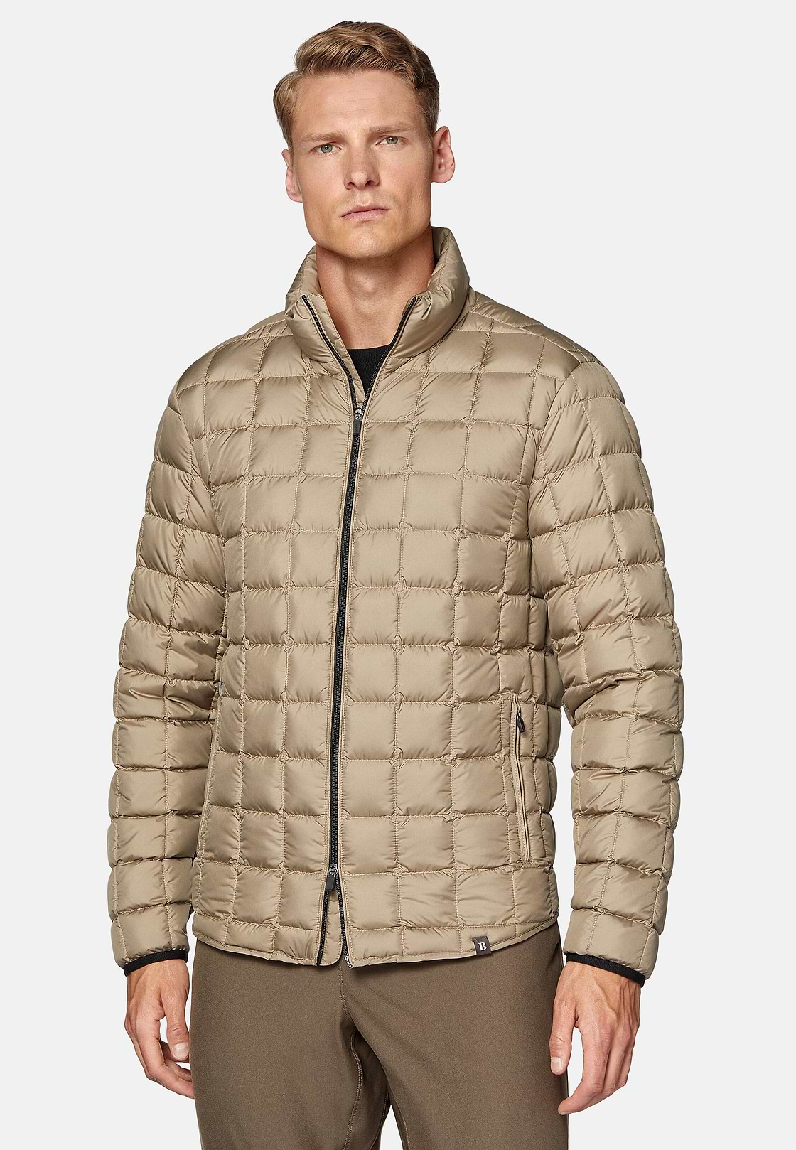 Bomber In Tessuto Tecnico In Piuma D`Oca, Beige, hi-res