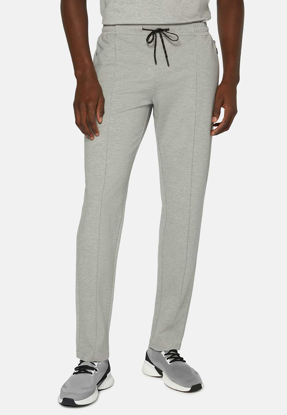 Stretch Interlock Technical Fabric Trousers, Grey, hi-res