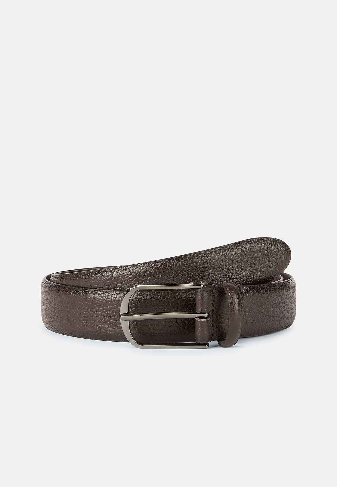 Tumbled Leather Belt, Brown, hi-res