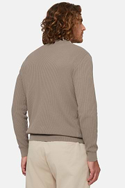 Dove Grey Crew Neck Cotton Jumper, Taupe, hi-res