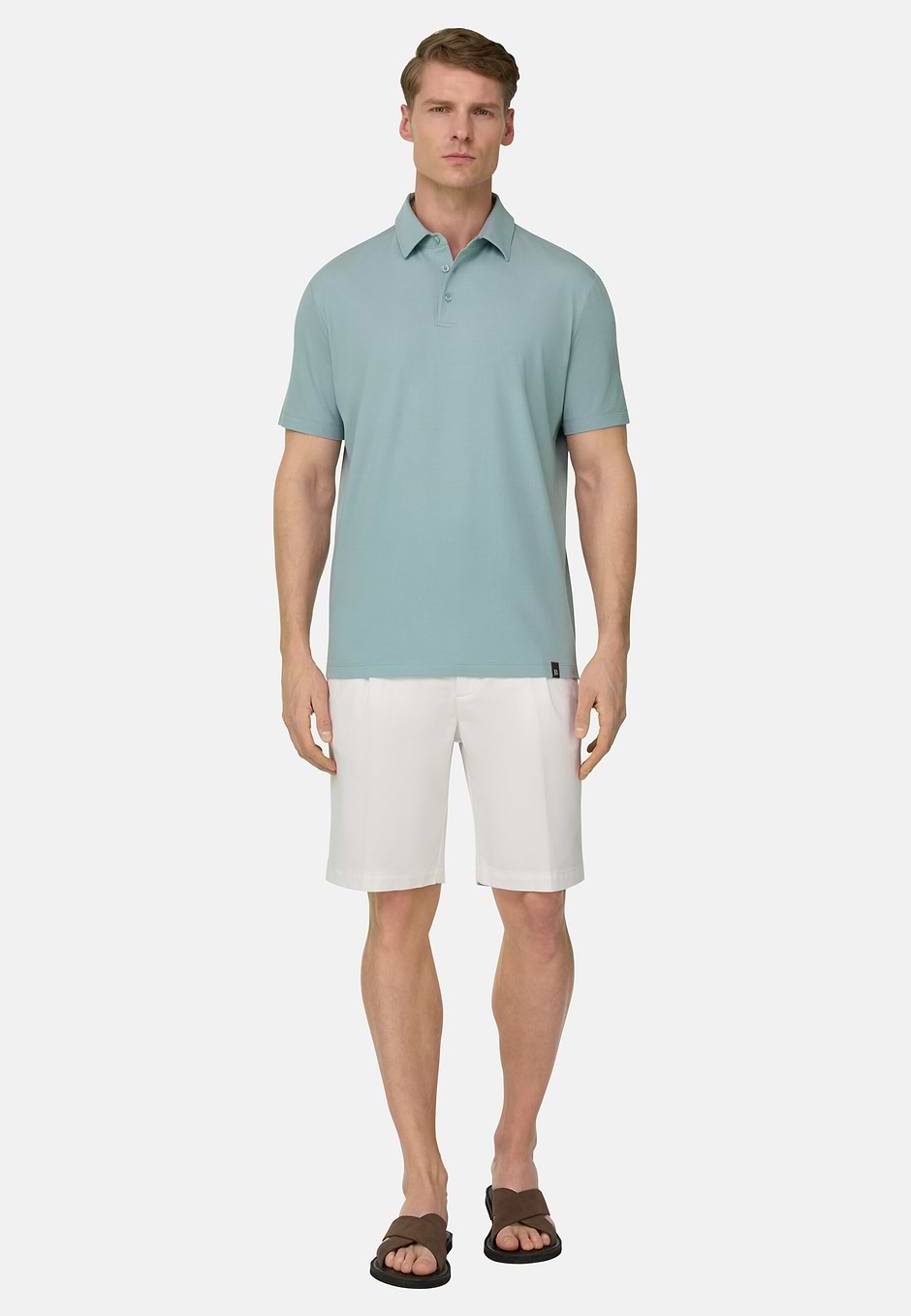 Polo Shirt In Stretch Pima Cotton, Light Green, hi-res