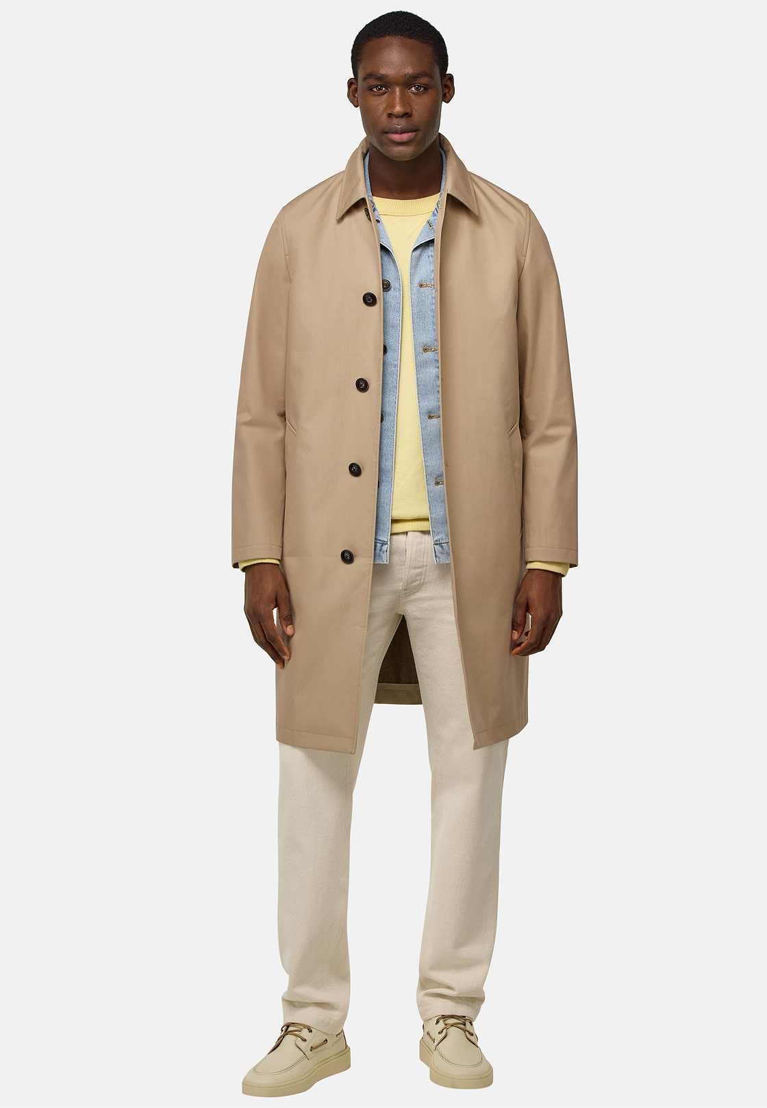 Παλτό ναυτικού τύπου από τεχνικό βαμβάκι, Beige, hi-res
