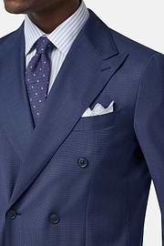 Micro Pattern Double-Breasted Suit in Pure Wool, Blue, hi-res