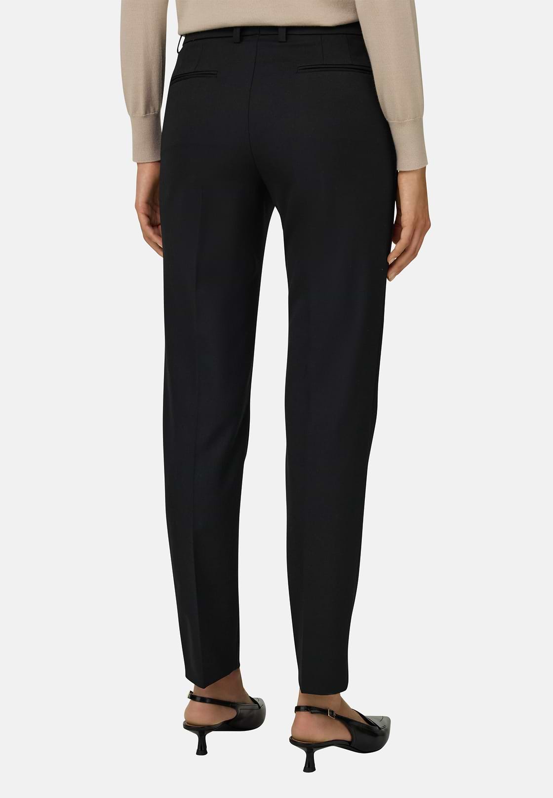 Trousers in Wool Blend Tapered Leg, Black, hi-res, 4