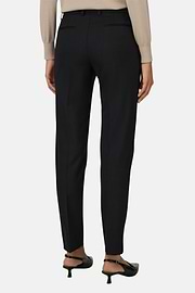 Trousers in Wool Blend Tapered Leg, Black, thumb, 4