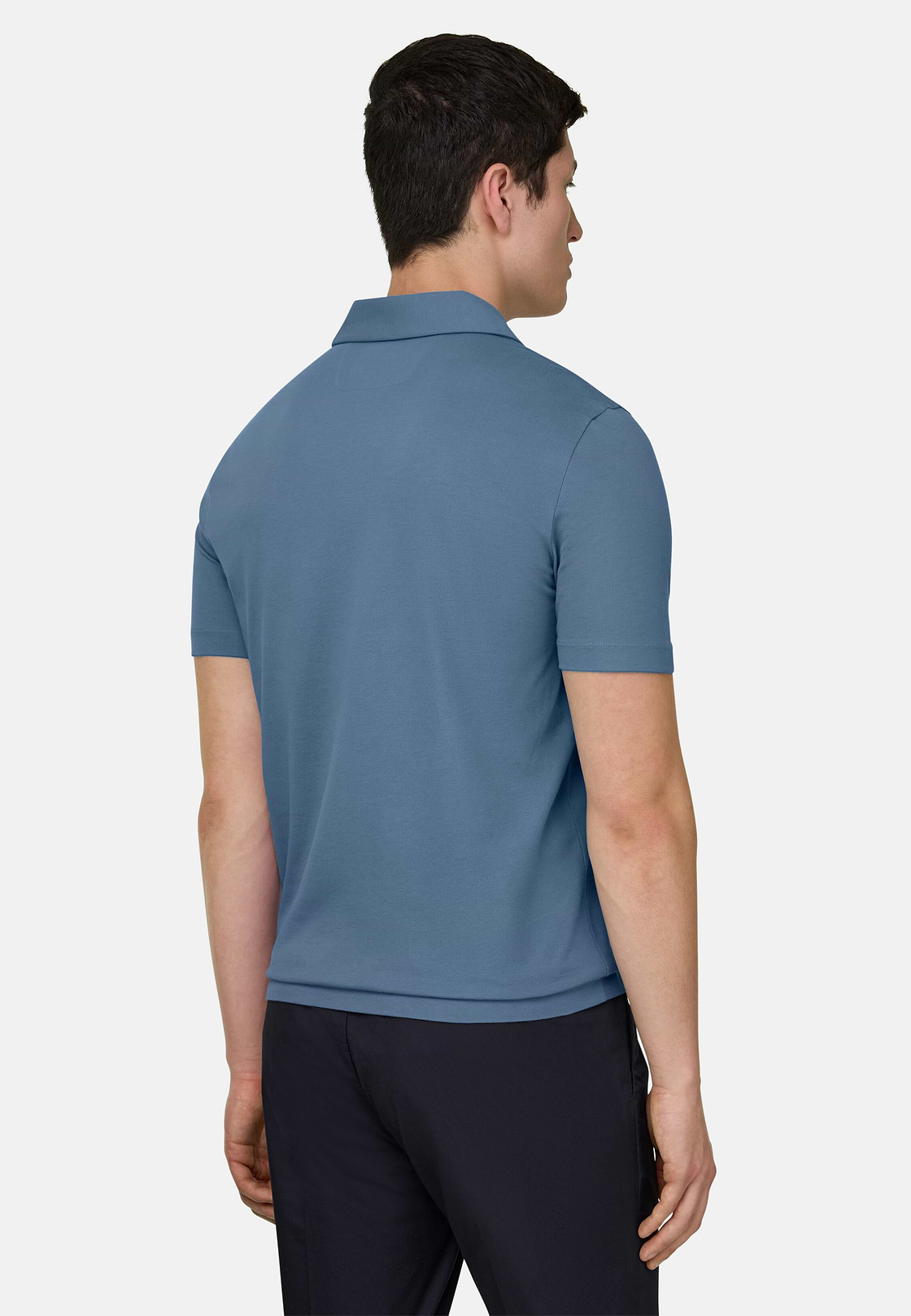 Polo In Cotone Pima, Azzurro, hi-res, 3