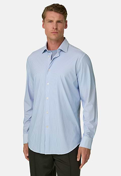 Overhemd Gestreept in Elastisch Nylon B Tech Slim Fit
