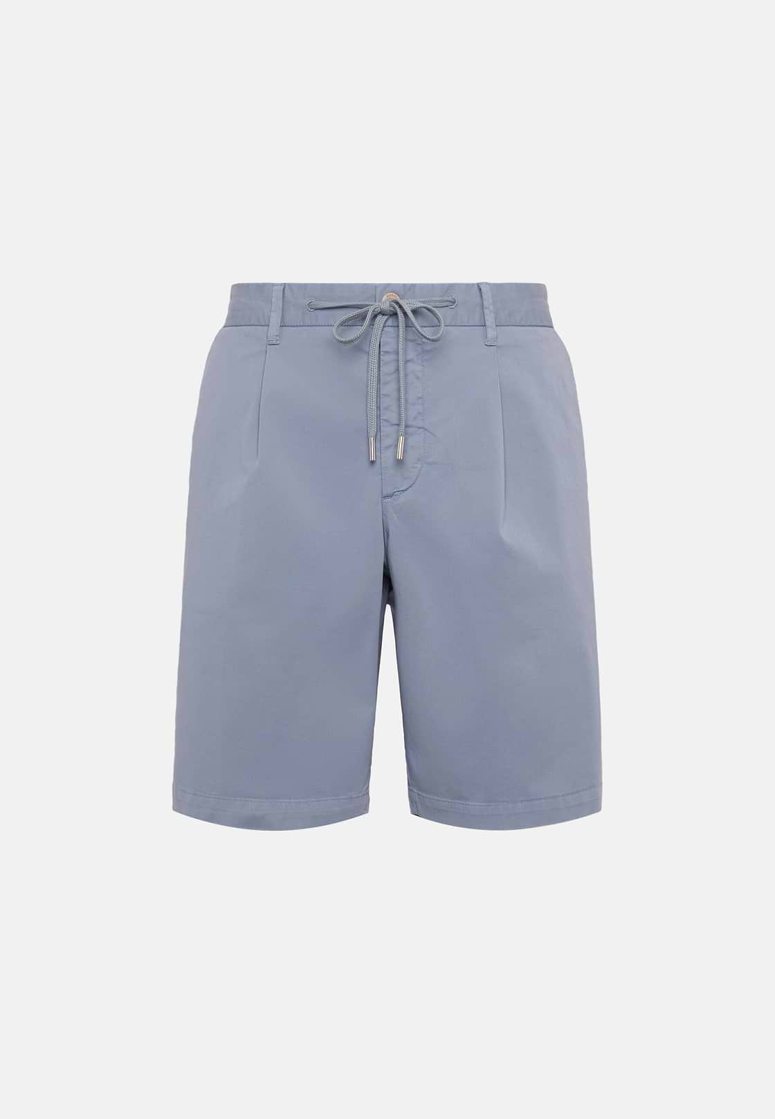 Stretch Cotton Summer Bermuda Shorts, Light Blue, hi-res