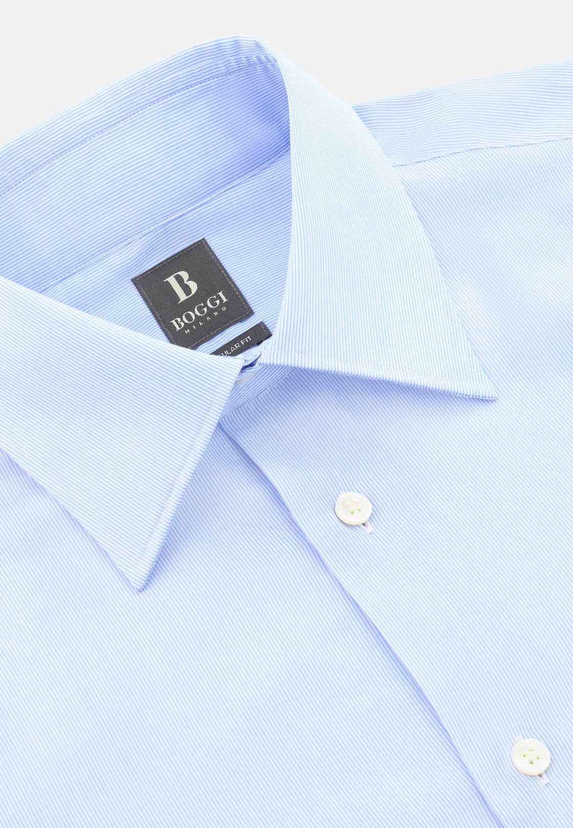 Hemd aus Baumwoll-Twill Regular Fit, Hellblau, hi-res, 5