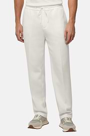 Cotton Blend Fleece Trousers, Cream, hi-res