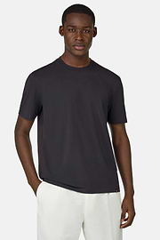 T-Shirt In Stretch Supima Cotton, Black, hi-res
