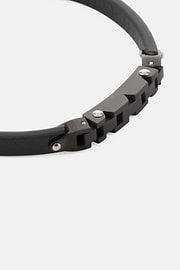 Bracelet En Cuir Avec Maille D'Acier, , thumb, 2