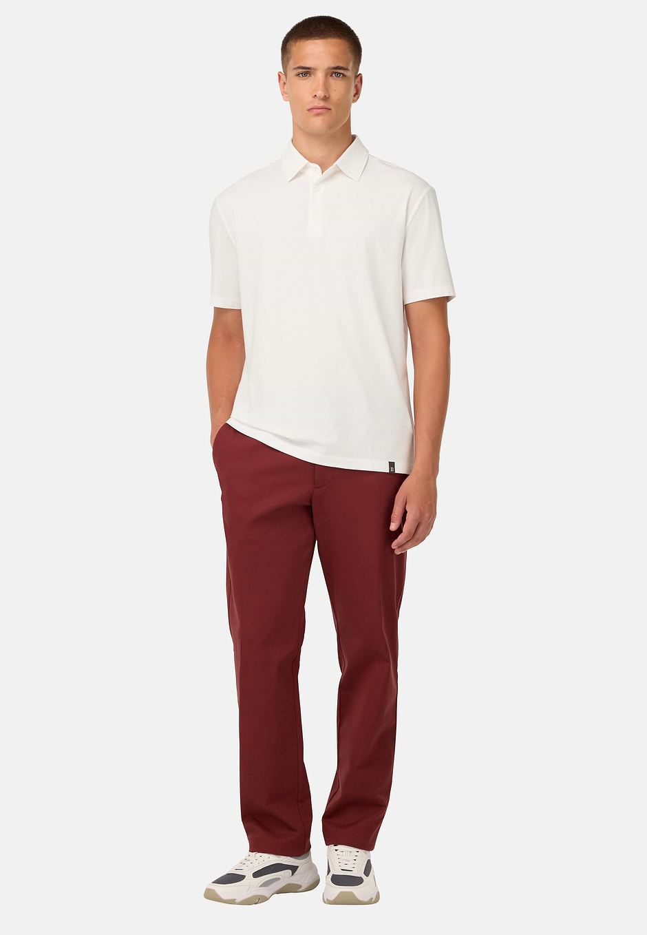 Polo Shirt In Stretch Supima Cotton, White, hi-res