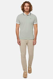 Organic Cotton Blend Piqué Polo Shirt, Green, hi-res