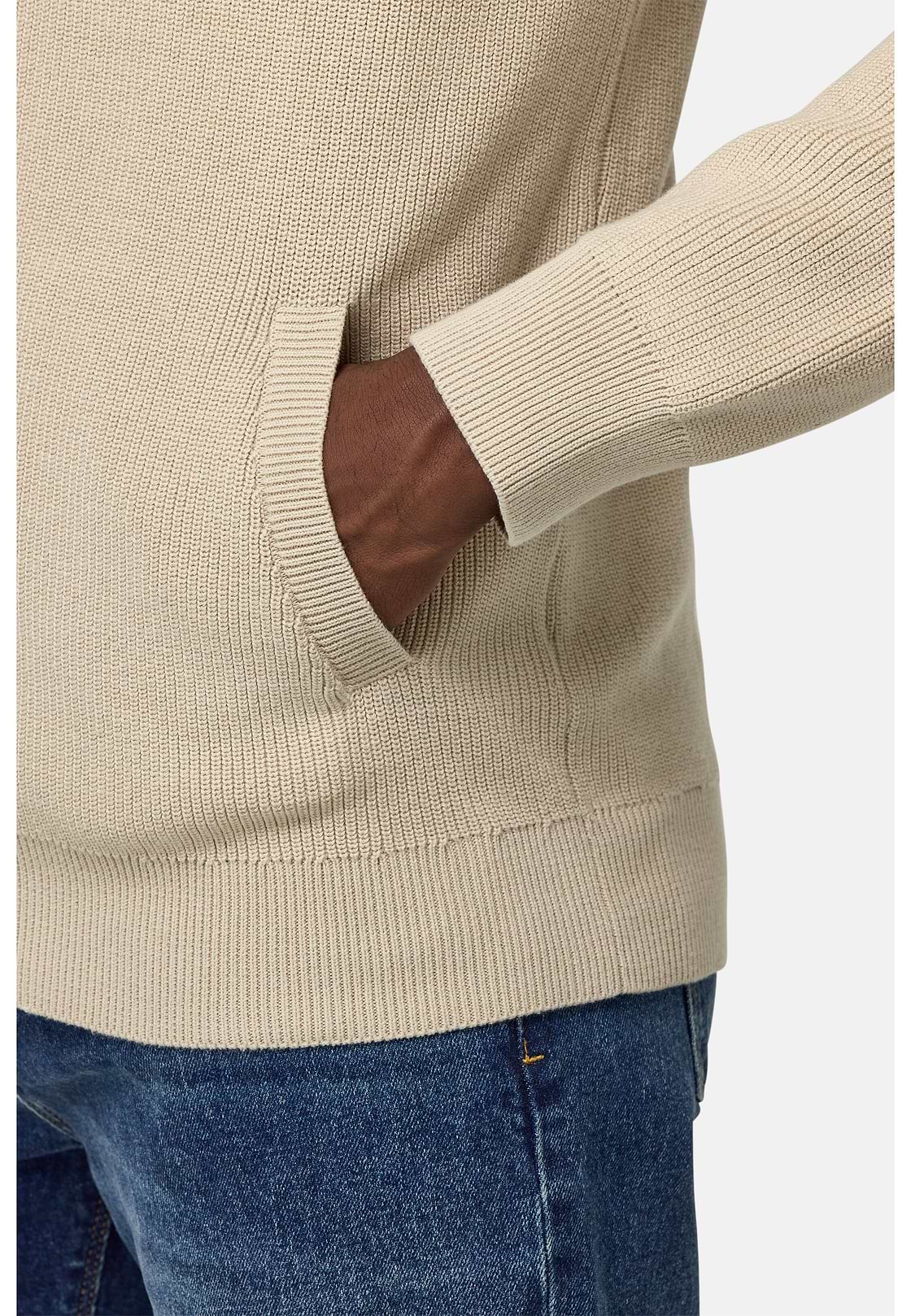 100% Organic Cotton Full-Zip Jumper, Sand, hi-res