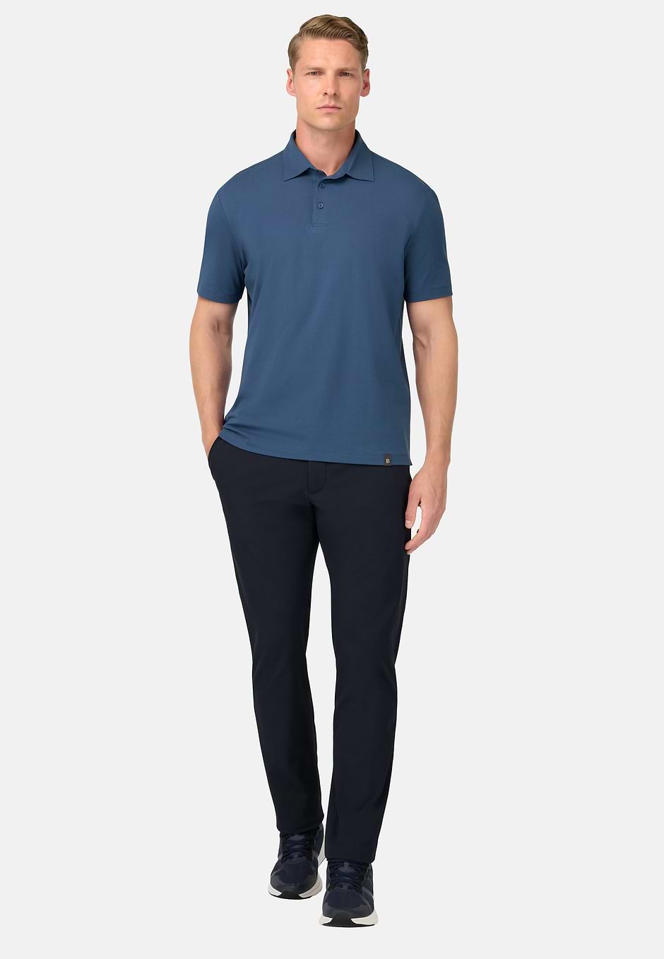 Polo Shirt In Stretch Supima Cotton, Air-blue, hi-res