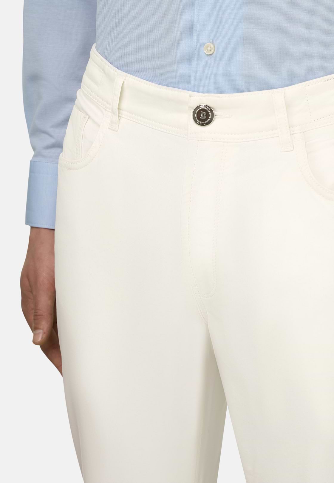 Jeans In Cotone Tencel, Bianco, hi-res, 4