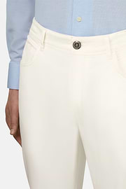 Jeans In Cotone Tencel, Bianco, thumb, 4