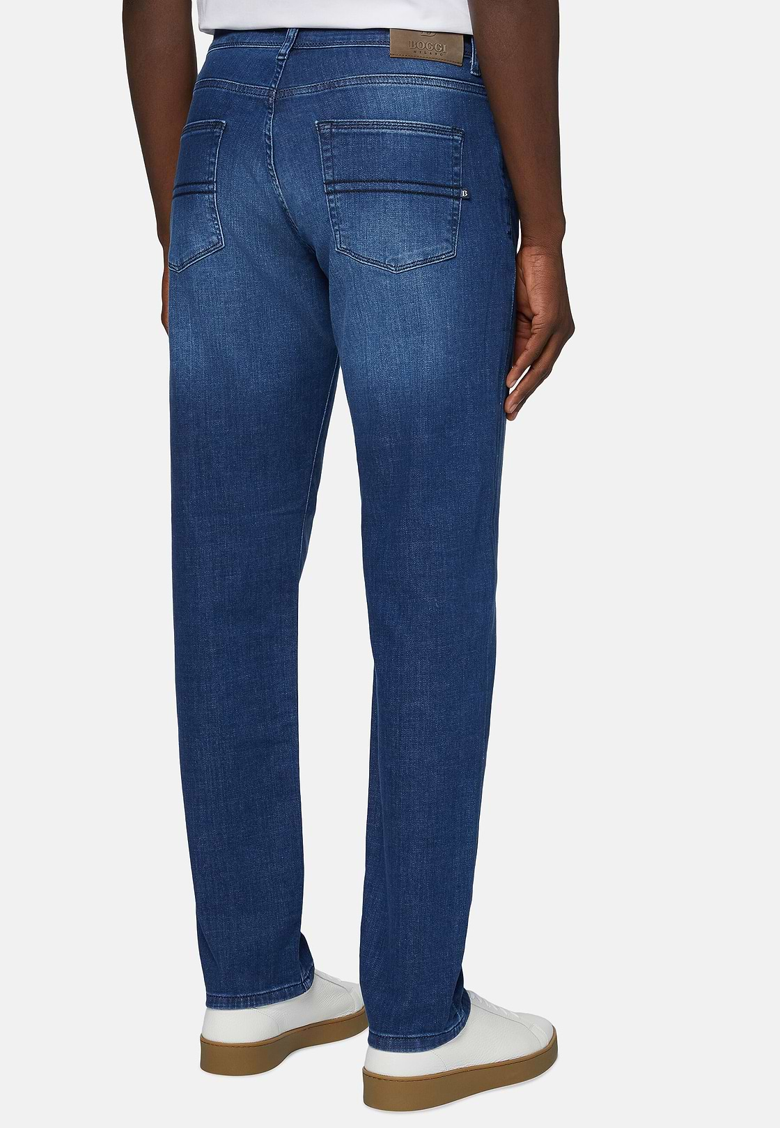 Medium Blue Stretch Denim Jeans, Medium Blue, hi-res