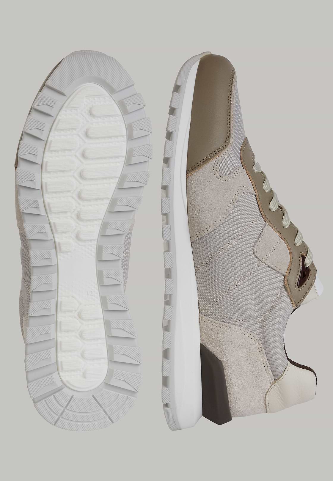 Natural sneakers in technical fabric and leather, , hi-res, 3