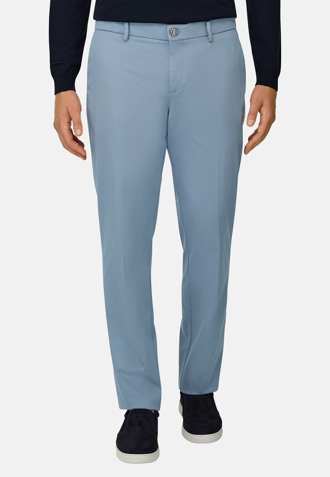Pantalon En Coton Tencel Extensible, Air-bleu, hi-res, 1