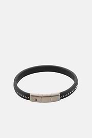 Leather Bracelet with Steel Studs, SLVR, thumb, 1