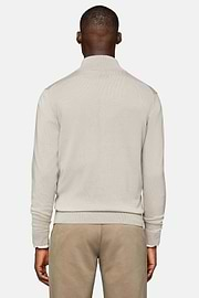 Sand Full-Zip Jumper in Merino Wool, Sand, hi-res