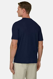T-Shirt In Cotone Lino, Navy, thumb, 3