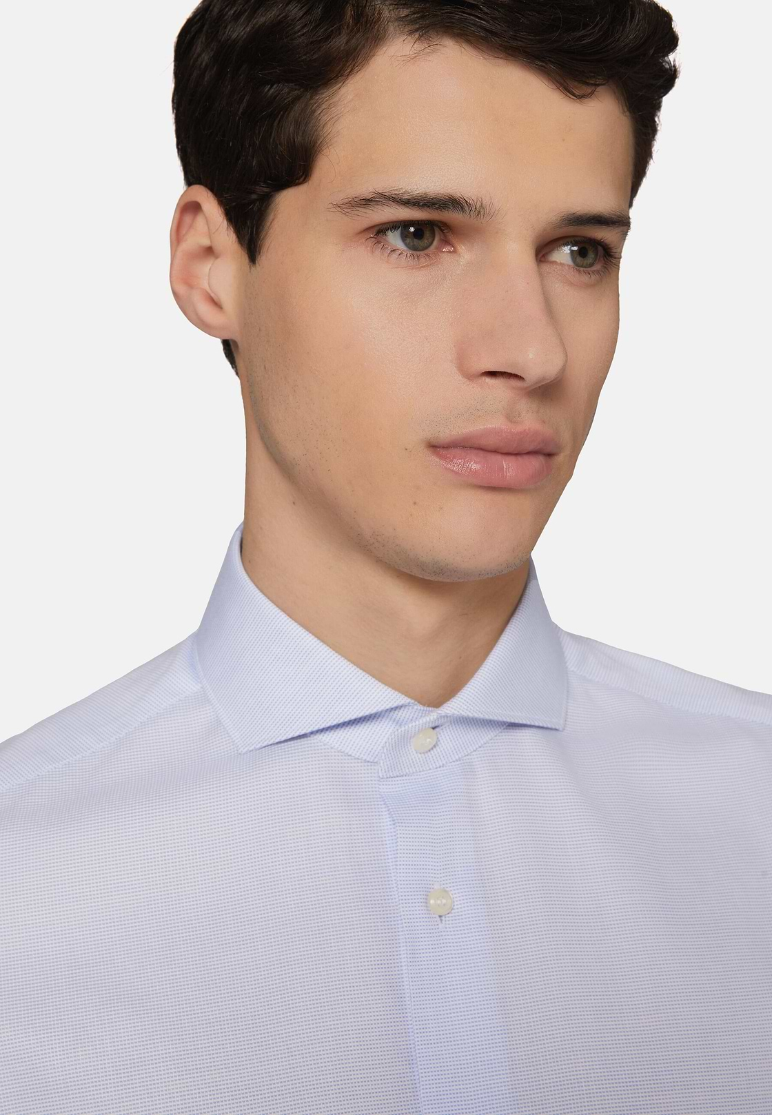 Camisa Celeste De Algodón Dobby Slim Fit, Azul claro, hi-res